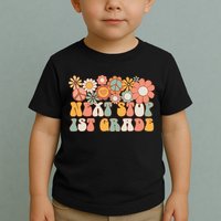 Next Stop 1st Grade Hello School Groovy Back To School Toddler T-Shirt