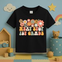 Next Stop 1st Grade Hello School Groovy Back To School Toddler T-Shirt