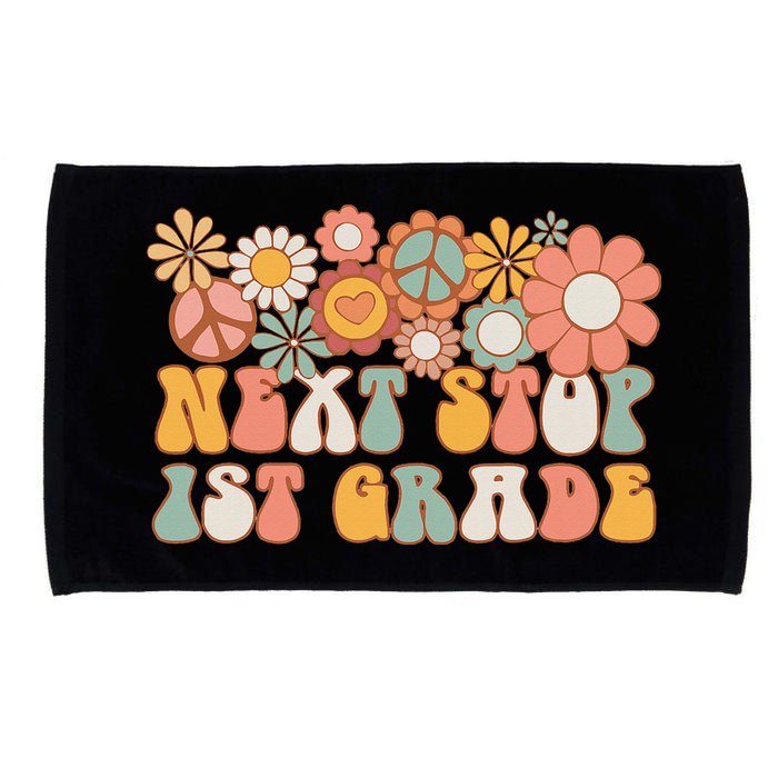 Next Stop 1st Grade Hello School Groovy Back To School Microfiber Hand Towel