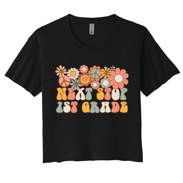 Next Stop 1st Grade Hello School Groovy Back To School Crop Top