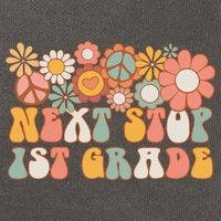 Next Stop 1st Grade Hello School Groovy Back To School Cotton Canvas Backpack