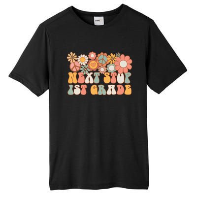 Next Stop 1st Grade Hello School Groovy Back To School Tall Fusion ChromaSoft Performance T-Shirt