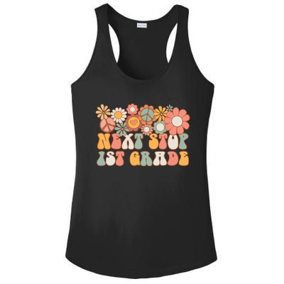 Next Stop 1st Grade Hello School Groovy Back To School Ladies PosiCharge Competitor Racerback Tank