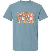 Next Stop 1st Grade Hello School Groovy Back To School Garment-Dyed Heavyweight T-Shirt