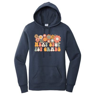 Next Stop 1st Grade Hello School Groovy Back To School Women's Pullover Hoodie