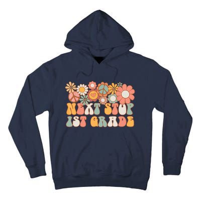 Next Stop 1st Grade Hello School Groovy Back To School Tall Hoodie