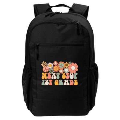 Next Stop 1st Grade Hello School Groovy Back To School Daily Commute Backpack