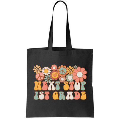 Next Stop 1st Grade Hello School Groovy Back To School Tote Bag