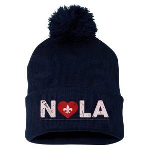 Nola Strong 2025 New Orleans Support Pom Pom 12in Knit Beanie