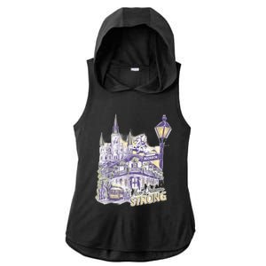 Nola Strong 2025 Red New Orleans Support Ladies PosiCharge Tri-Blend Wicking Draft Hoodie Tank