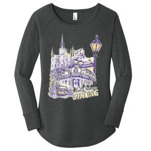 Nola Strong 2025 Red New Orleans Support Women's Perfect Tri Tunic Long Sleeve Shirt