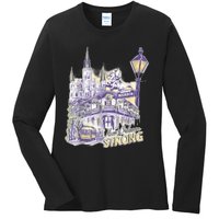 Nola Strong 2025 Red New Orleans Support Ladies Long Sleeve Shirt