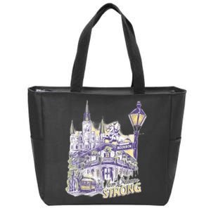 Nola Strong 2025 Red New Orleans Support Zip Tote Bag