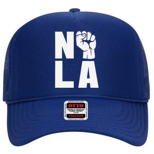 Nola Strong 2025 New Orleans Support High Crown Mesh Back Trucker Hat