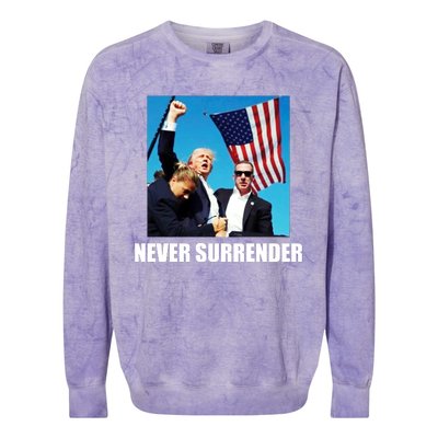 Never Surrender 2024 Take America Back Pennsylvania Rally Shooting Colorblast Crewneck Sweatshirt