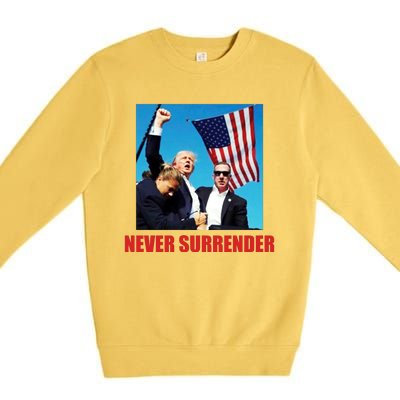 Never Surrender 2024 Take America Back Pennsylvania Rally Shooting Premium Crewneck Sweatshirt