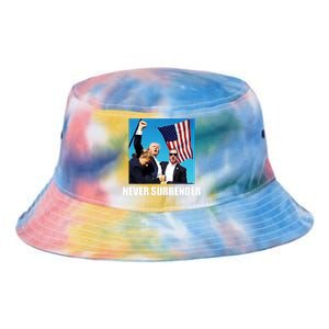 Never Surrender 2024 Take America Back Pennsylvania Rally Shooting Tie Dye Newport Bucket Hat