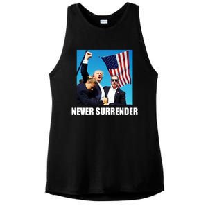 Never Surrender 2024 Take America Back Pennsylvania Rally Shooting Ladies PosiCharge Tri-Blend Wicking Tank