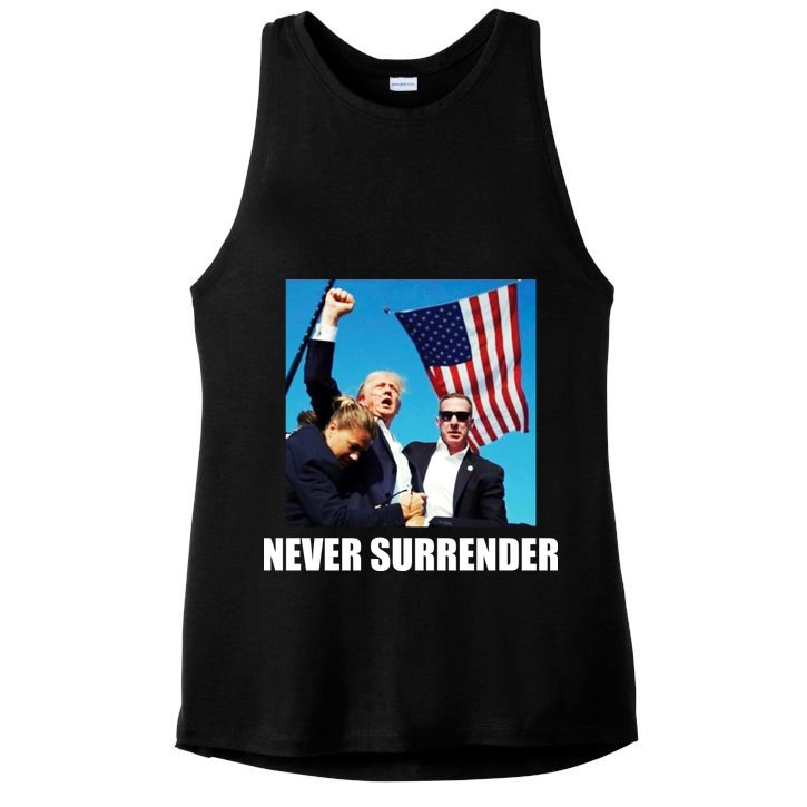 Never Surrender 2024 Take America Back Pennsylvania Rally Shooting Ladies PosiCharge Tri-Blend Wicking Tank