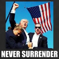 Never Surrender 2024 Take America Back Pennsylvania Rally Shooting 7 Panel Mesh Trucker Snapback Hat