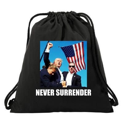Never Surrender 2024 Take America Back Pennsylvania Rally Shooting Drawstring Bag