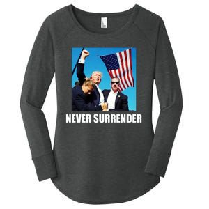 Never Surrender 2024 Take America Back Pennsylvania Rally Shooting Women's Perfect Tri Tunic Long Sleeve Shirt