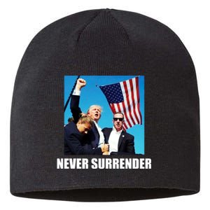 Never Surrender 2024 Take America Back Pennsylvania Rally Shooting Sustainable Beanie