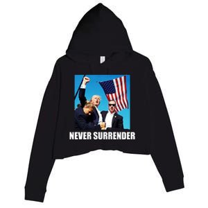 Never Surrender 2024 Take America Back Pennsylvania Rally Shooting Crop Fleece Hoodie