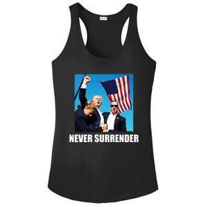 Never Surrender 2024 Take America Back Pennsylvania Rally Shooting Ladies PosiCharge Competitor Racerback Tank