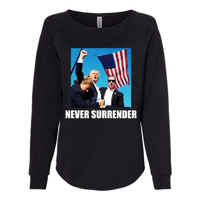 Never Surrender 2024 Take America Back Pennsylvania Rally Shooting Womens California Wash Sweatshirt