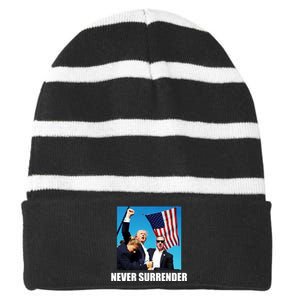 Never Surrender 2024 Take America Back Pennsylvania Rally Shooting Striped Beanie with Solid Band