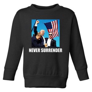 Never Surrender 2024 Take America Back Pennsylvania Rally Shooting Toddler Sweatshirt