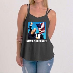 Never Surrender 2024 Take America Back Pennsylvania Rally Shooting Women's Strappy Tank