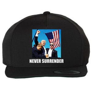 Never Surrender 2024 Take America Back Pennsylvania Rally Shooting Wool Snapback Cap