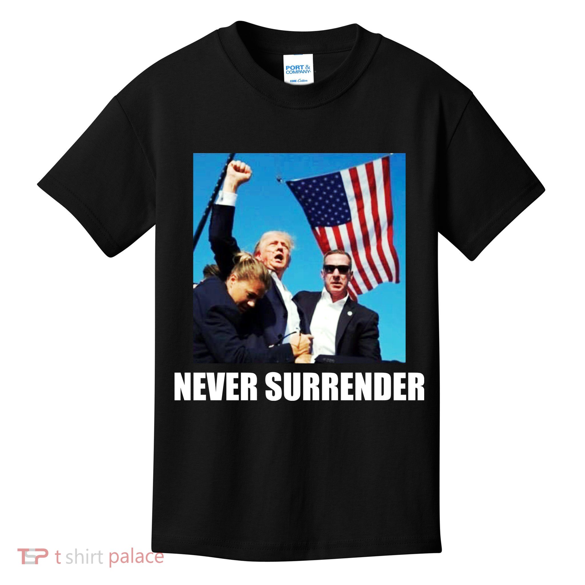 Never Surrender 2024 Take America Back Pennsylvania Rally Shooting Kids T-Shirt