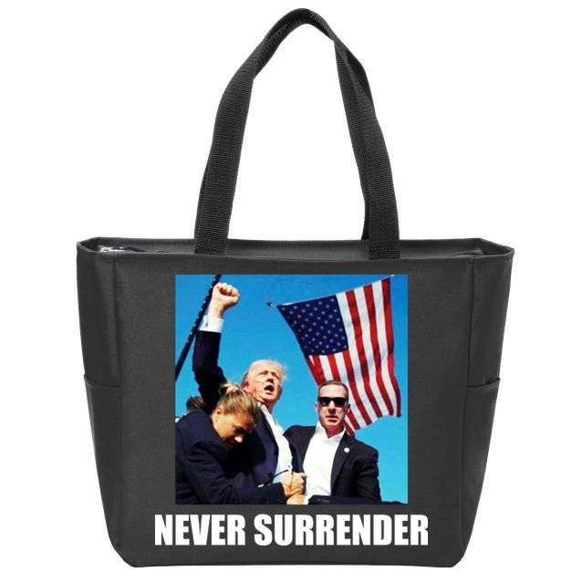 Never Surrender 2024 Take America Back Pennsylvania Rally Shooting Zip Tote Bag