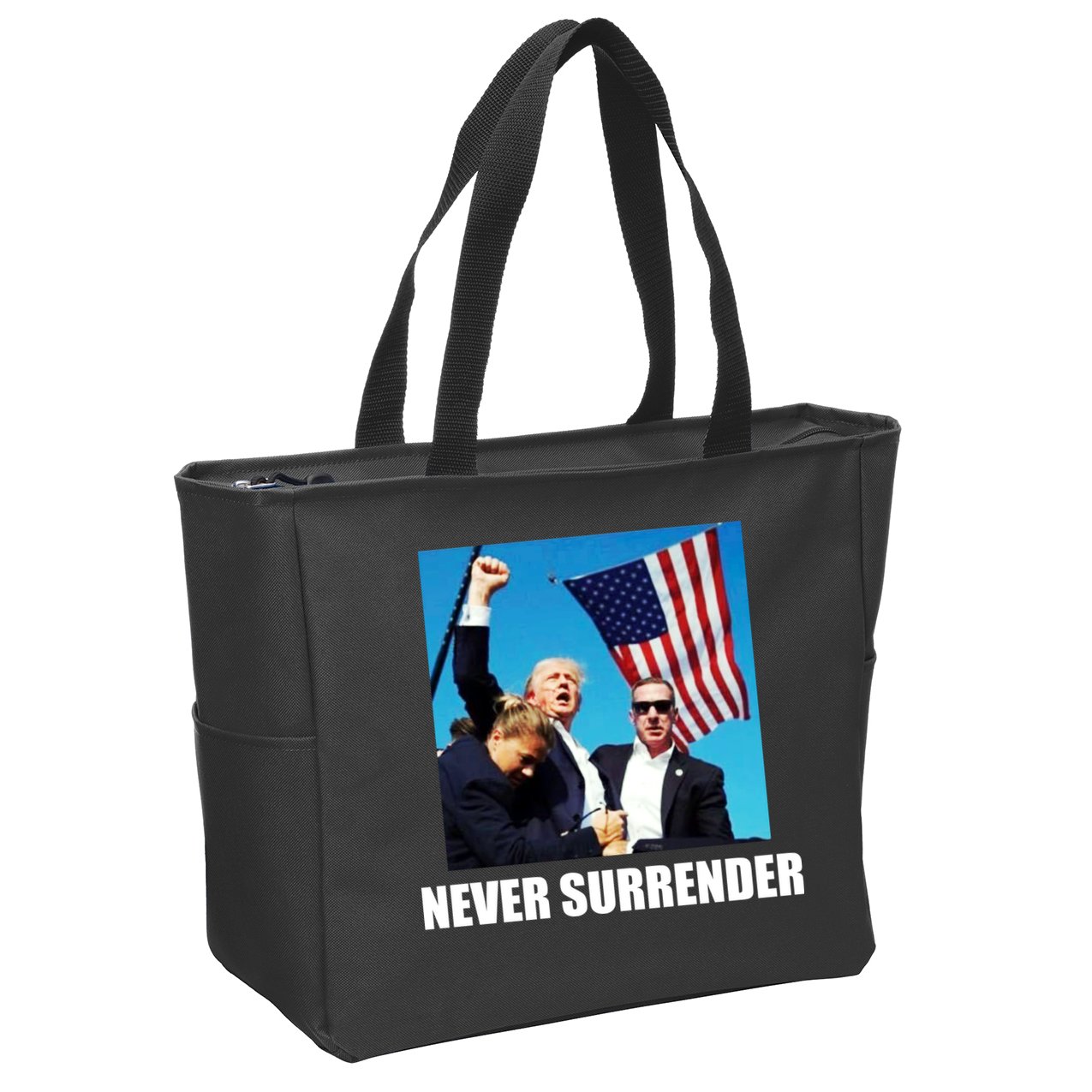 Never Surrender 2024 Take America Back Pennsylvania Rally Shooting Zip Tote Bag