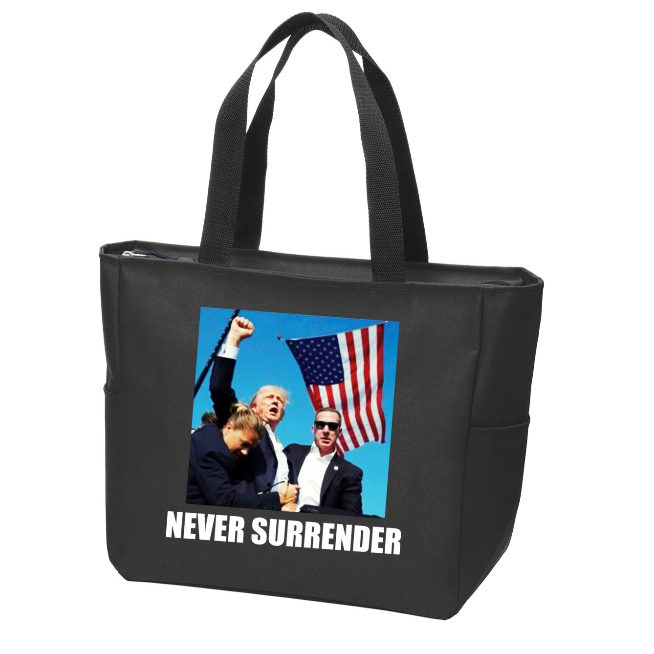 Never Surrender 2024 Take America Back Pennsylvania Rally Shooting Zip Tote Bag