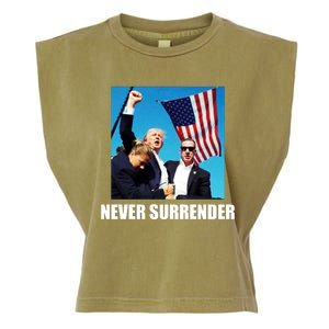 Never Surrender 2024 Take America Back Pennsylvania Rally Shooting Garment-Dyed Women's Muscle Tee