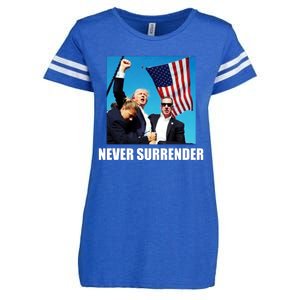 Never Surrender 2024 Take America Back Pennsylvania Rally Shooting Enza Ladies Jersey Football T-Shirt