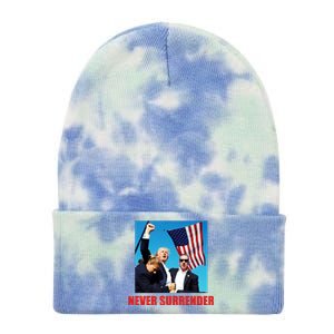 Never Surrender 2024 Take America Back Pennsylvania Rally Shooting Tie Dye 12in Knit Beanie