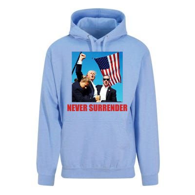 Never Surrender 2024 Take America Back Pennsylvania Rally Shooting Unisex Surf Hoodie