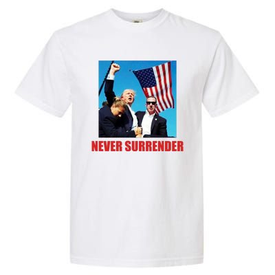 Never Surrender 2024 Take America Back Pennsylvania Rally Shooting Garment-Dyed Heavyweight T-Shirt