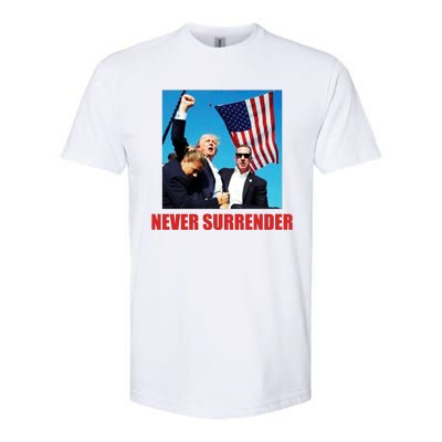 Never Surrender 2024 Take America Back Pennsylvania Rally Shooting Softstyle CVC T-Shirt