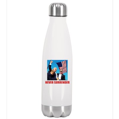 Never Surrender 2024 Take America Back Pennsylvania Rally Shooting Stainless Steel Insulated Water Bottle