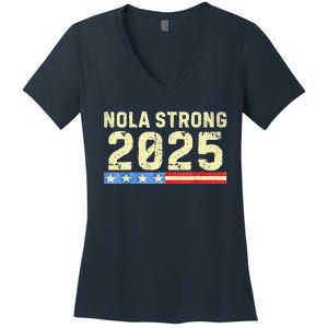 Nola Strong 2025 New Orleans Support Women's V-Neck T-Shirt