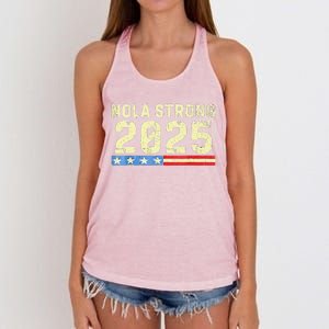 Nola Strong 2025 New Orleans Support Women's Knotted Racerback Tank