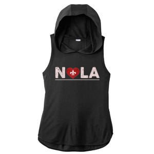 Nola Strong 2025 New Orleans Support Heart Ladies PosiCharge Tri-Blend Wicking Draft Hoodie Tank