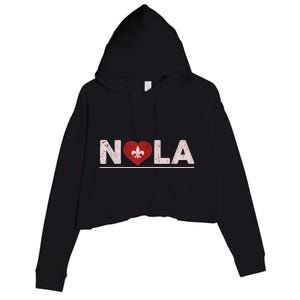 Nola Strong 2025 New Orleans Support Heart Crop Fleece Hoodie