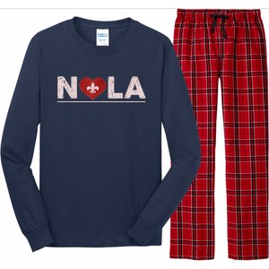 Nola Strong 2025 New Orleans Support Heart Long Sleeve Pajama Set